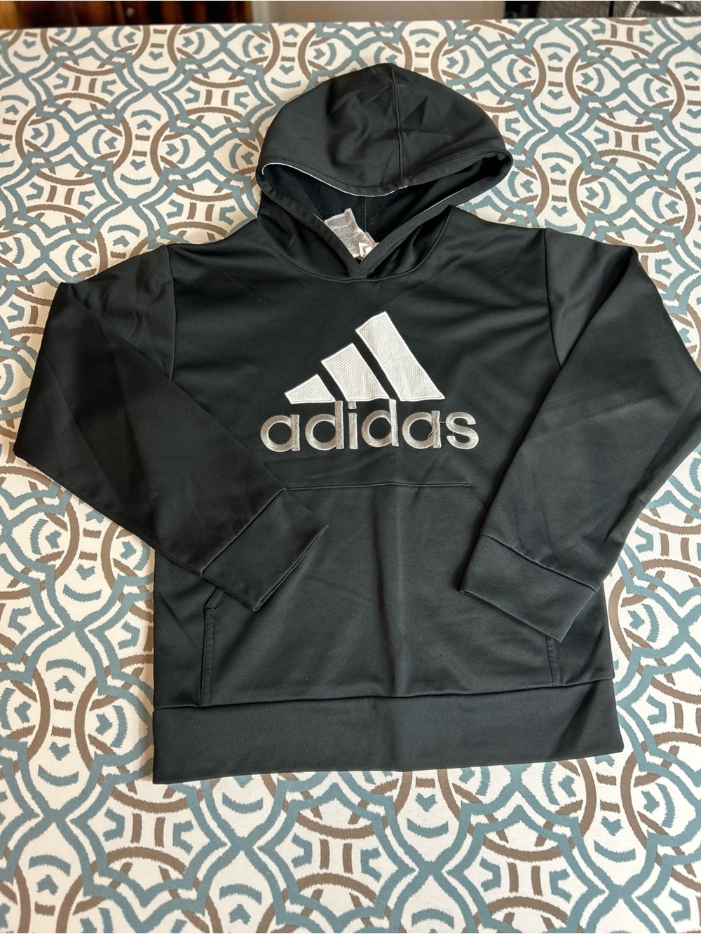Adidas boys Black Zip-Up Inspired Hoodie Sweatshirt